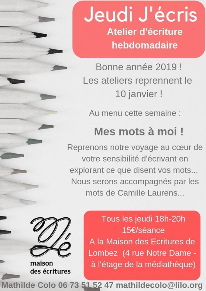 Atelier jeudi j'écris