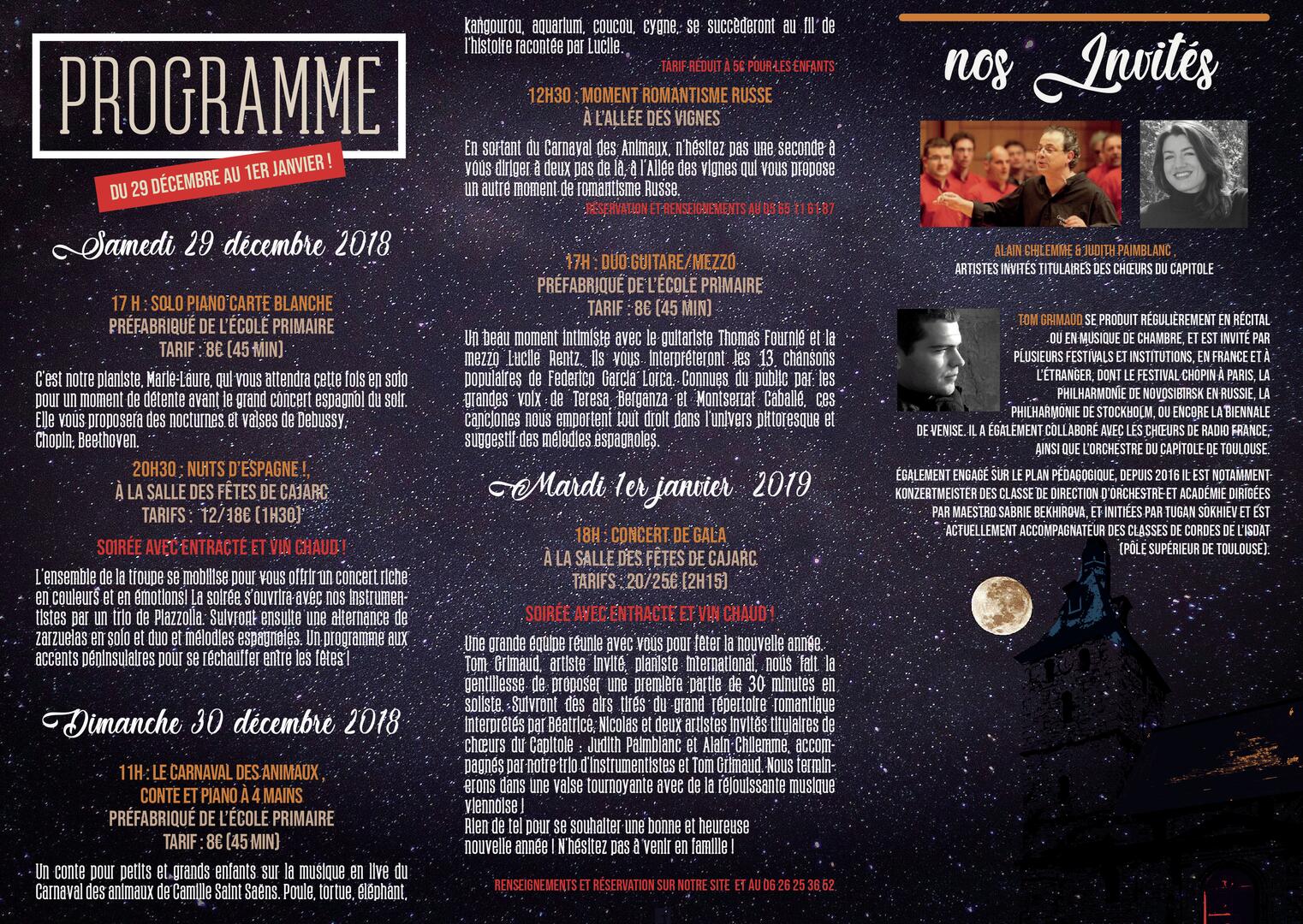 Nuits Cajarcoise programme du 29 décembre au 1er janvier