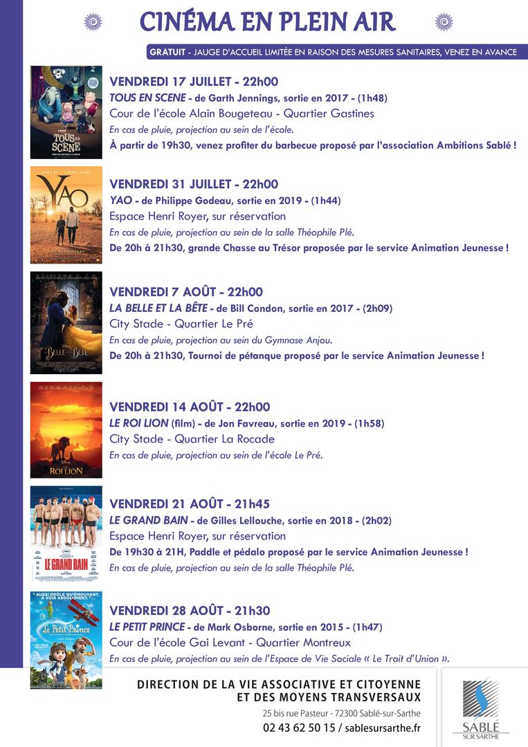 AFFICHE Cinéma en Plein Air 2020
