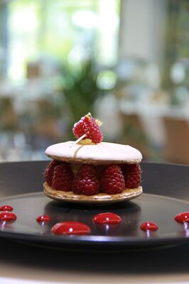 5 - Dessert - Sablé framboise - Restaurant - 06 05 2015.JPG
