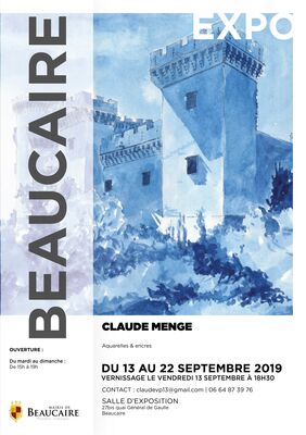 Affiche expo Beaucaire Claude MENGE jusqu'au 22 septembre 2019.jpg