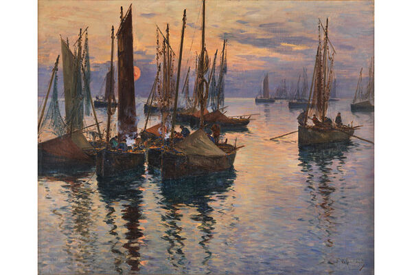 Fernand LE GOUT-GERARD (1854-1924) - Sardiners, le soir