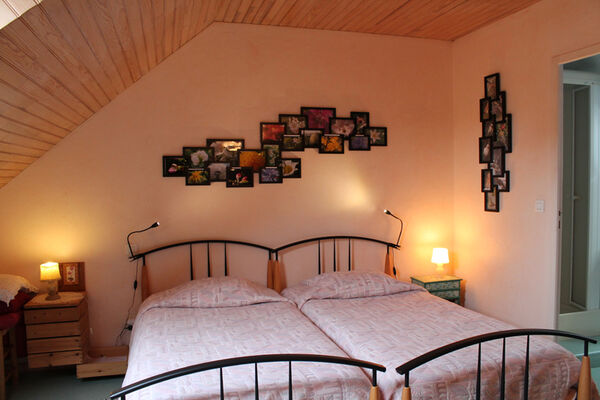 La chambre rose et ses photos de fleurs du jardin