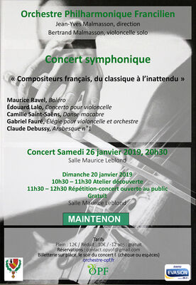 Orchestre Philarmonique Francilien Jean-Yves Malmasson, direction Bertrand Malmasson, violoncelle solo