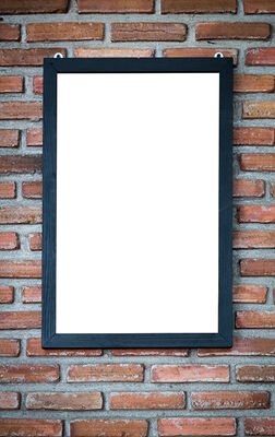 Wood frame on a brick wall