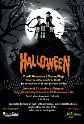 Affiche Halloween Valras et Sérignan 30 et 31 octobre 2018
