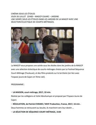 CINÉMA SOUS LES ÉTOILES 26 juillet