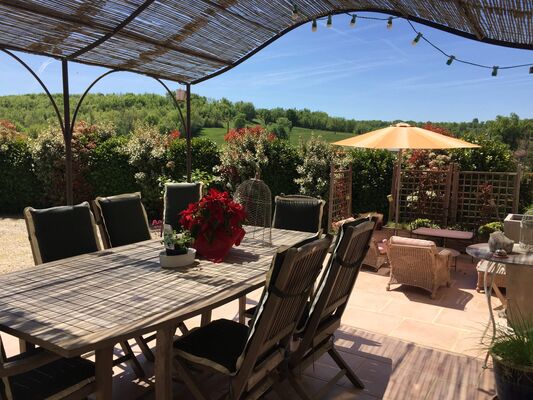Vue sur la campagne depuis la terrasse