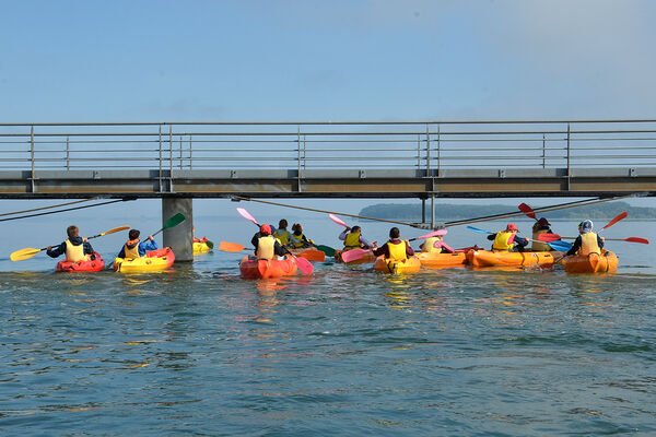 Kayak près de la passerelle