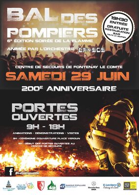 Affiche portes ouvertes et bal des pompiers fontenay-le-comte juin 2019
