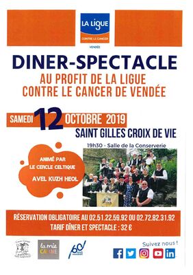 Dîner spectacle Ligue contre le cancer 12-10-19