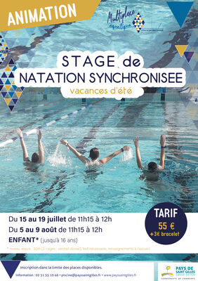 2019 05 22 affiche A3 stages natation synchronisée vacances été