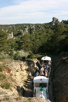 Le petit train en visite sur le Causse Noir