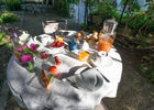 Petit déjeuner en terrasse - La Maison des Chanoines - Turenne - Vallée de la Dordogne