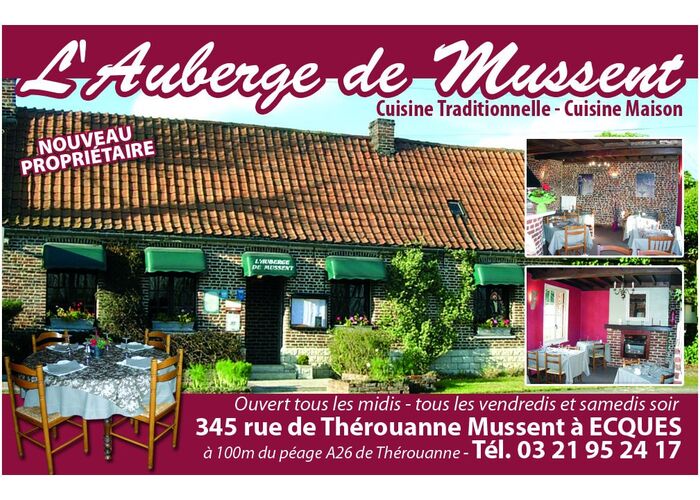 Auberge de Mussent Restaurant ECQUES © Tourisme en Pays de Saint-Omer © Auberge de Mussent