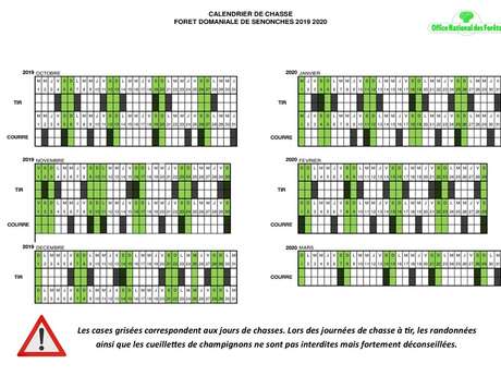 Calendrier de la chasse 20190/2020 Calendrier de la chasse 20190/2020