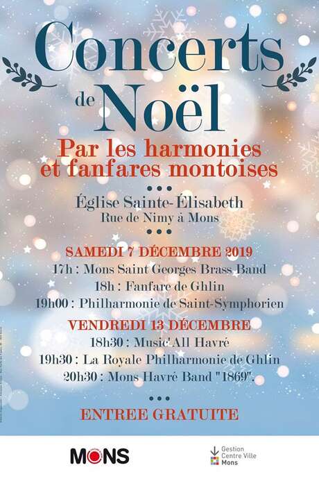 Mons Coeur en Neige - Concert de Noël des harmonies montoises Mons Coeur en Neige - Concert de Noël des harmonies montoises