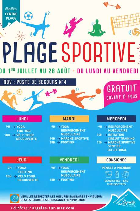 PLAGE SPORTIVE : YOGA - RENFORCEMENT MUSCULAIRE - INITIATION CIRCUIT TRAINING - MARCHE SPORTIVE SENTIER LITTORAL PLAGE SPORTIVE : YOGA - RENFORCEMENT MUSCULAIRE - INITIATION CIRCUIT TRAINING - MARCHE SPORTIVE SENTIER LITTORAL