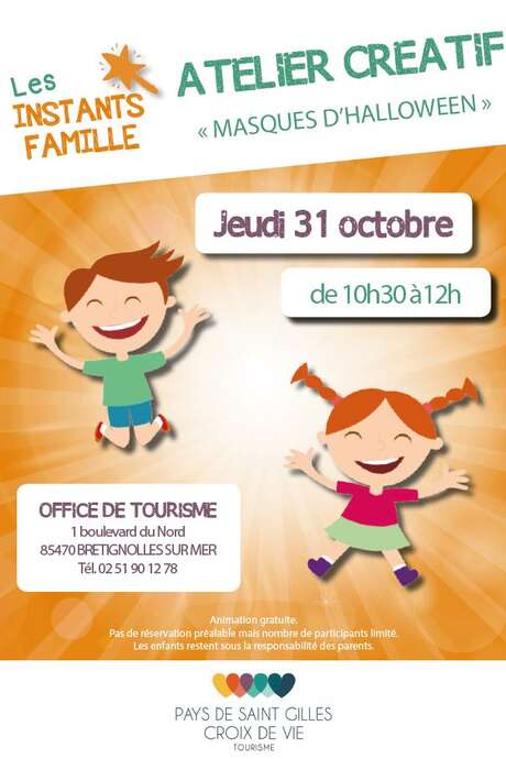 INSTANTS FAMILLE : ATELIER CRÉATIF "MASQUES D'HALLOWEEN" INSTANTS FAMILLE : ATELIER CRÉATIF "MASQUES D'HALLOWEEN"